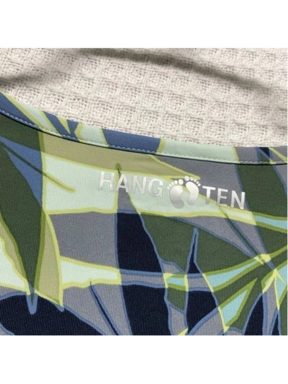 NWOT Hang Ten UPF50 Green Blue Tropical Floral Rash Guard Swim Shirt Women L‎